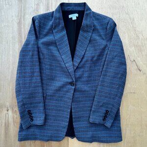 LIZ CLAIBORNE PLAID BLAZER JACKET Women’s sz 18 Gray Blue Long Sleeve Lined